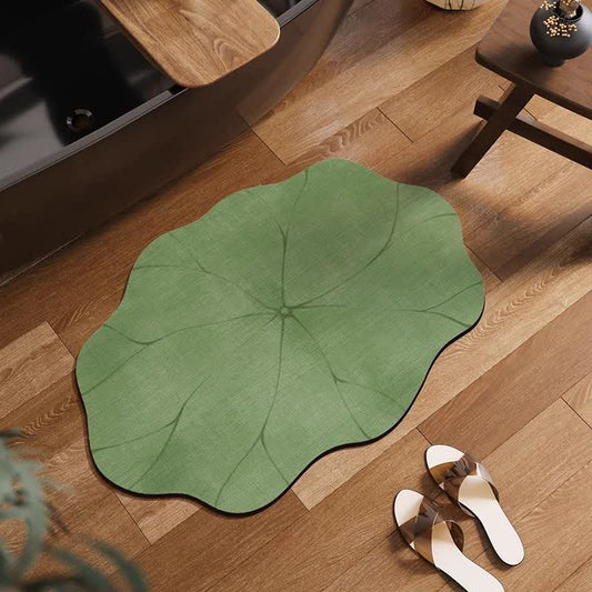 Tapis de bain antidérapant en boue de diatomées à feuilles de lotus