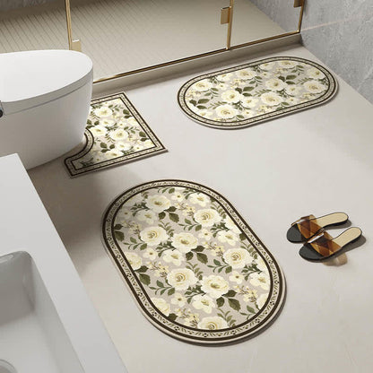 Tapis de bain antidérapant à motif floral et diatomées