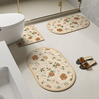 Tapis de bain antidérapant à motif floral et diatomées