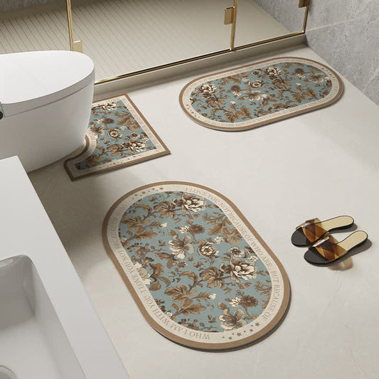 Tapis de bain antidérapant à motif floral et diatomées