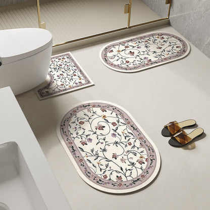 Tapis de bain antidérapant à motif floral et diatomées