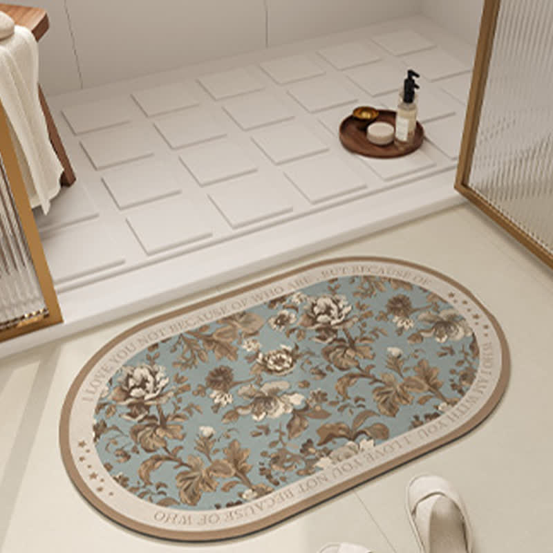 Tapis de bain antidérapant à motif floral et diatomées