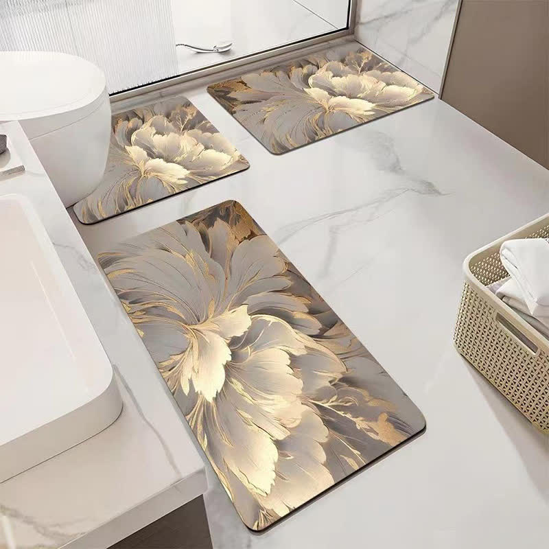 Tapis de salle de bain luxueux, absorbant et antidérapant avec motif floral