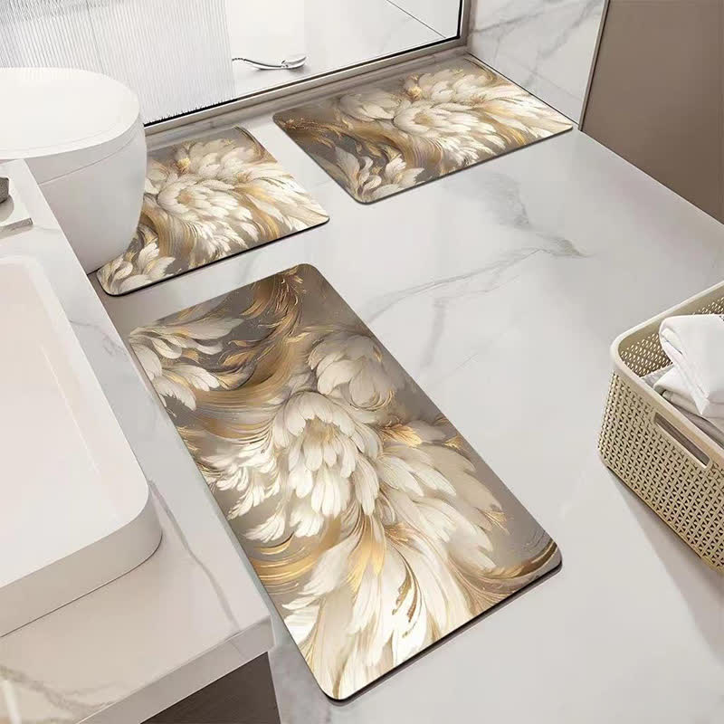 Tapis de salle de bain luxueux, absorbant et antidérapant avec motif floral