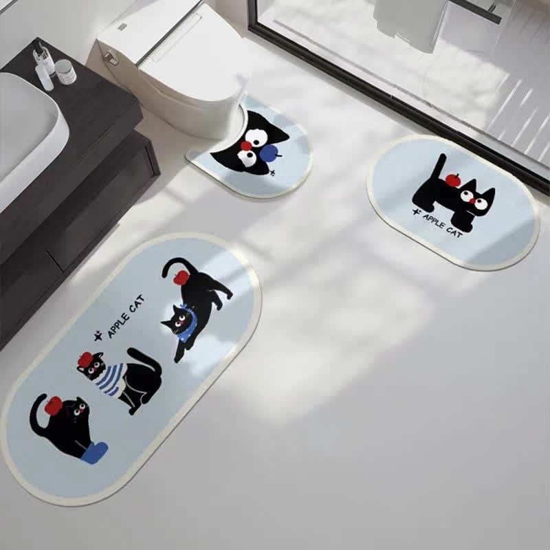 Tapis de bain antidérapant en forme de chat et de boue de diatomées