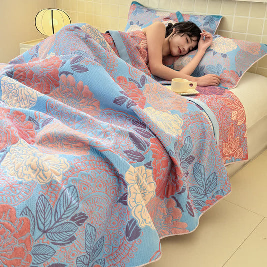 Couette jacquard de style pastoral en gaze de coton