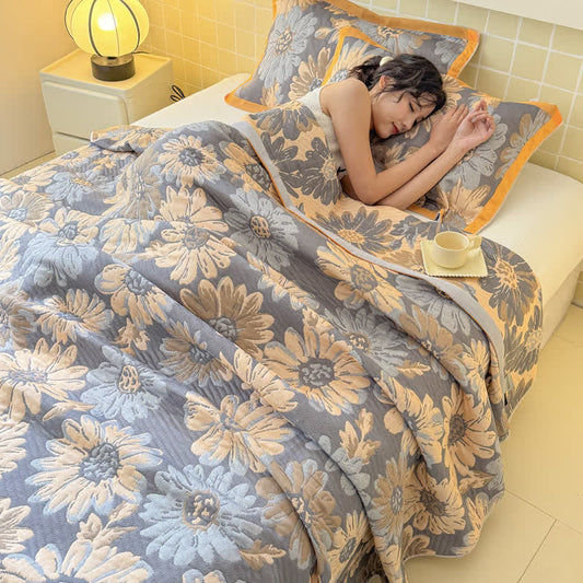Couette légère en gaze de coton à motif floral rétro
