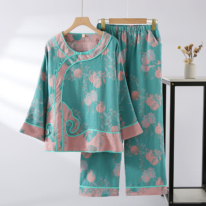 Ensemble de nuit en gaze de coton jacquard à motif grenade