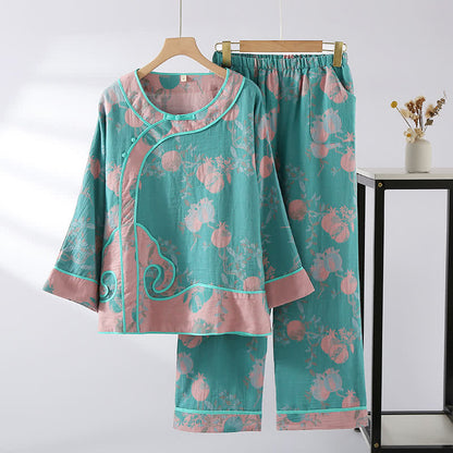 Ensemble de nuit en gaze de coton jacquard à motif grenade