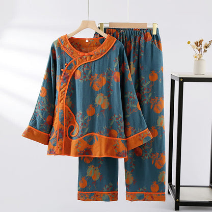 Ensemble de nuit en gaze de coton jacquard à motif grenade