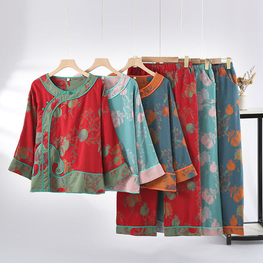 Ensemble de nuit en gaze de coton jacquard à motif grenade