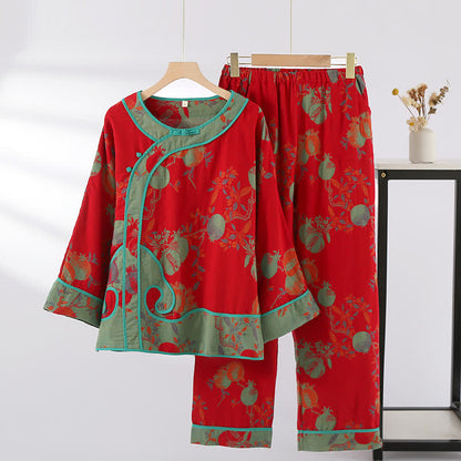 Ensemble de nuit en gaze de coton jacquard à motif grenade