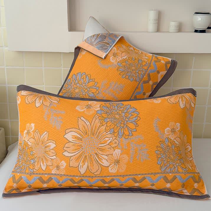 Couette élégante et légère en gaze de coton à motif floral