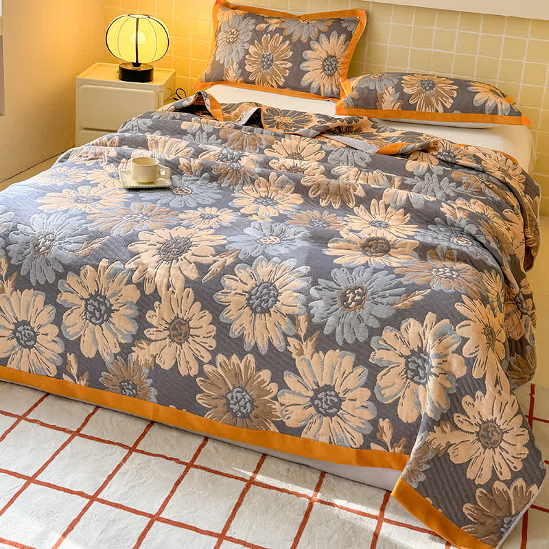 Couette légère en gaze de coton à motif floral rétro