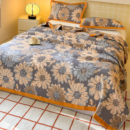 Couette légère en gaze de coton à motif floral rétro