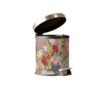 Poubelle en cuir de style peinture à l'huile avec motif floral