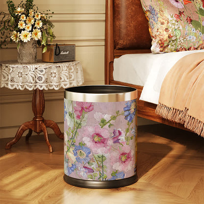 Poubelle en cuir de style peinture à l'huile avec motif floral