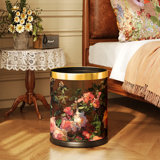 Poubelle en cuir élégante et durable avec motif floral