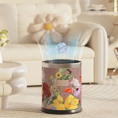 Poubelle en cuir de style peinture à l'huile avec motif floral