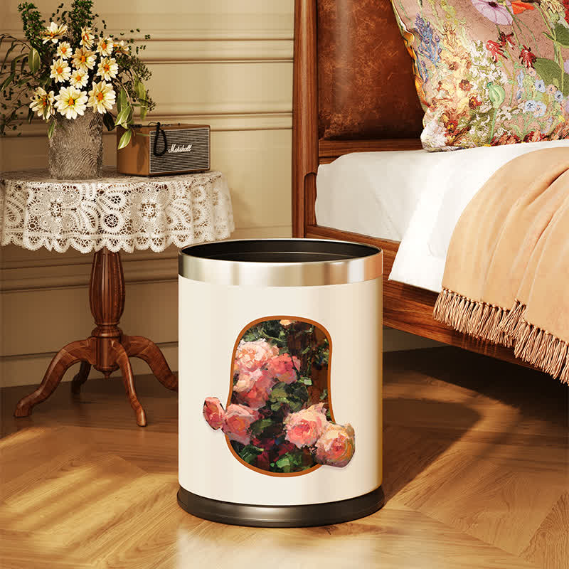 Poubelle en cuir élégante et durable avec motif floral