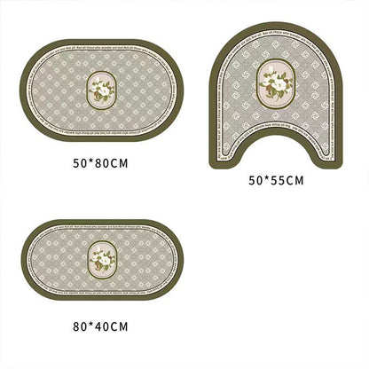 Tapis de bain antidérapant à motif floral et à carreaux rétro