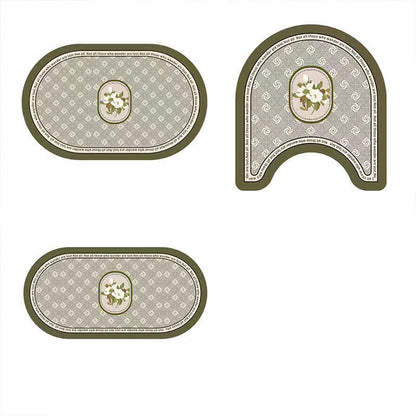 Tapis de bain antidérapant à motif floral et à carreaux rétro
