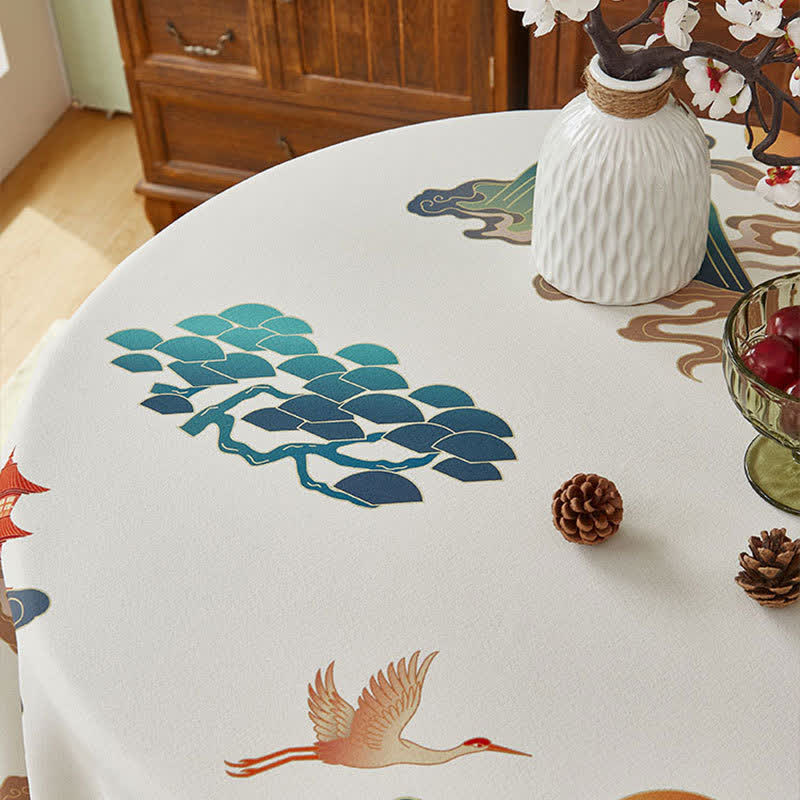 Nappe élégante avec motif de grue fleurie