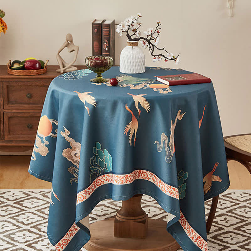 Nappe élégante avec motif de grue fleurie