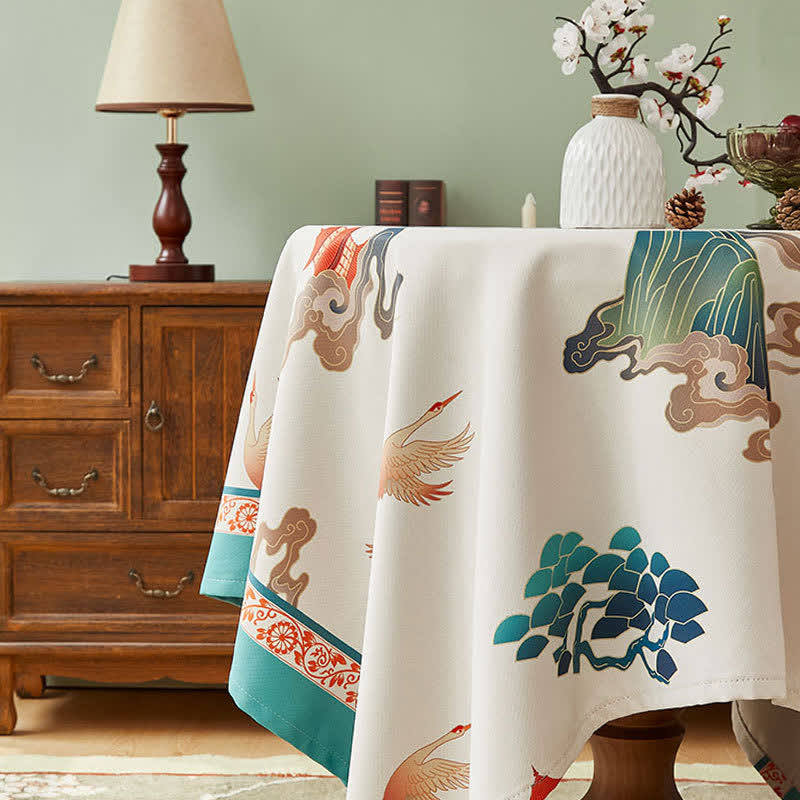 Nappe élégante avec motif de grue fleurie