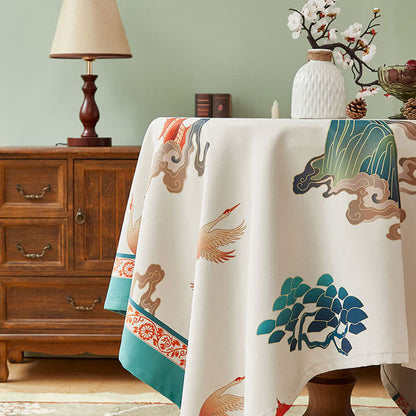 Nappe élégante avec motif de grue fleurie
