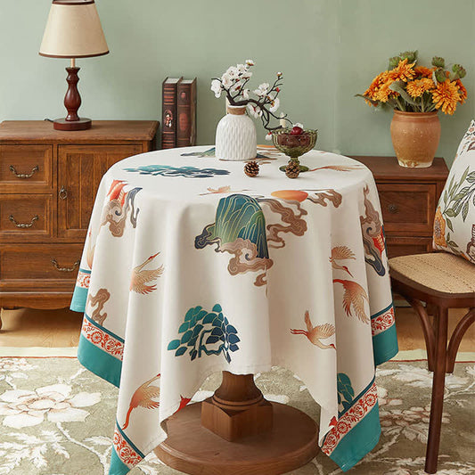 Nappe élégante avec motif de grue fleurie