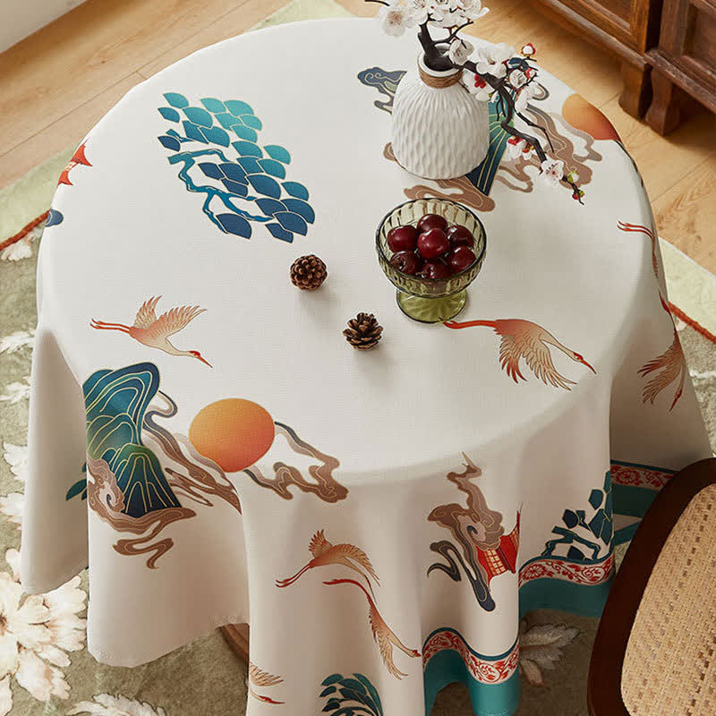 Nappe élégante avec motif de grue fleurie