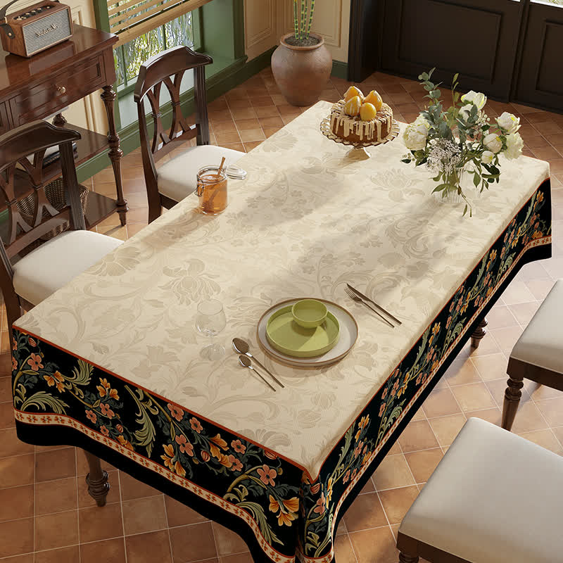 Nappe en chenille à motif floral vintage et luxueux, motif vigne et oiseau