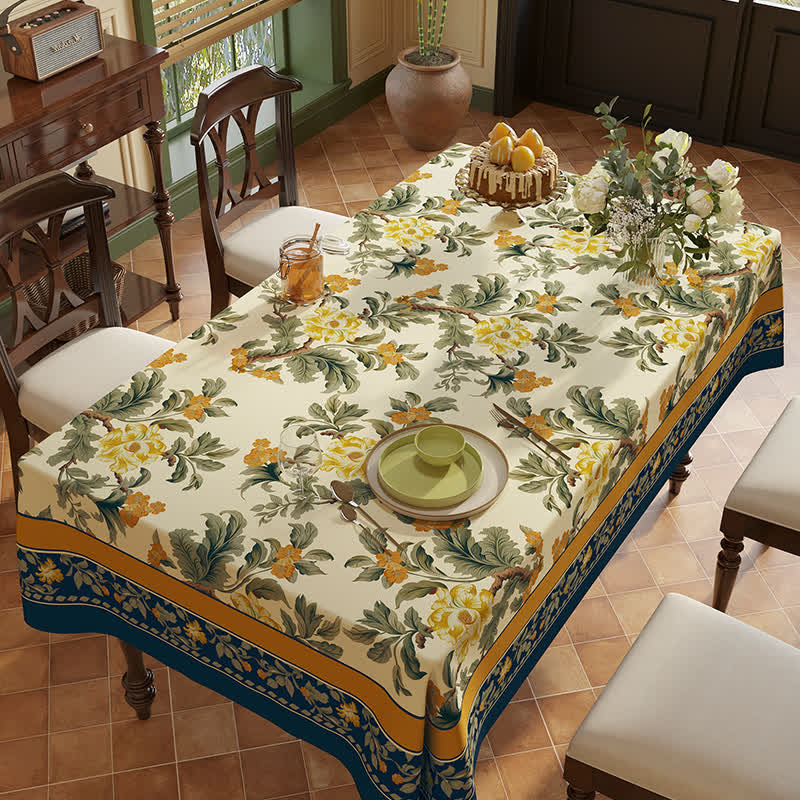 Nappe en chenille à motif floral vintage et luxueux, motif vigne et oiseau