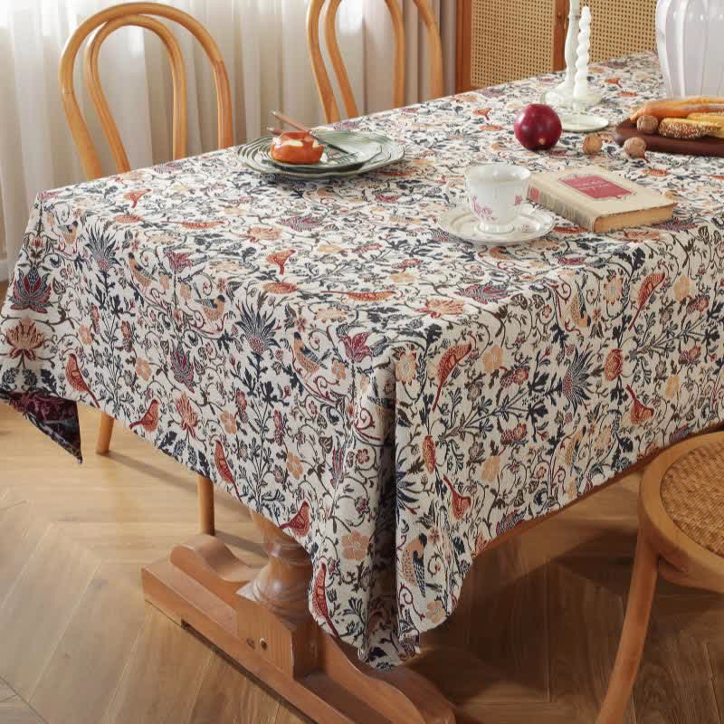 Nappe à fleurs et oiseaux de style bohème
