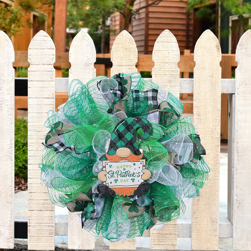 Décoration suspendue en forme de couronne de poupée en ruban pour la Saint-Patrick