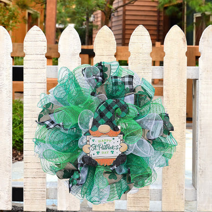 Décoration suspendue en forme de couronne de poupée en ruban pour la Saint-Patrick