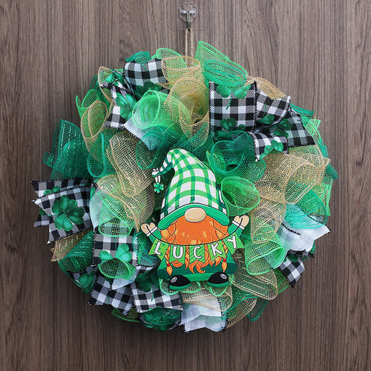 Décoration suspendue en forme de couronne de poupée en ruban pour la Saint-Patrick