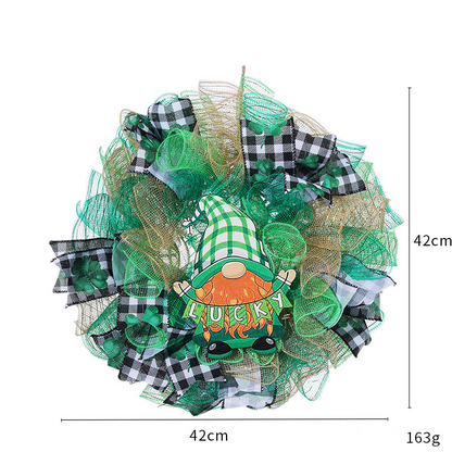 Décoration suspendue en forme de couronne de poupée en ruban pour la Saint-Patrick