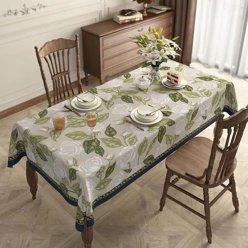 Nappe en lin de luxe rétro légère avec fleurs végétales