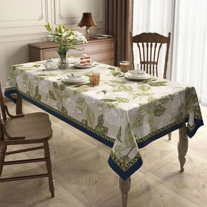 Nappe en lin de luxe rétro légère avec fleurs végétales
