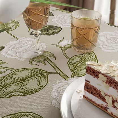 Nappe en lin de luxe rétro légère avec fleurs végétales