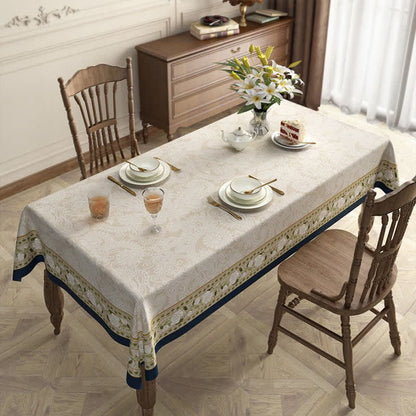Nappe en lin de luxe rétro légère avec fleurs végétales