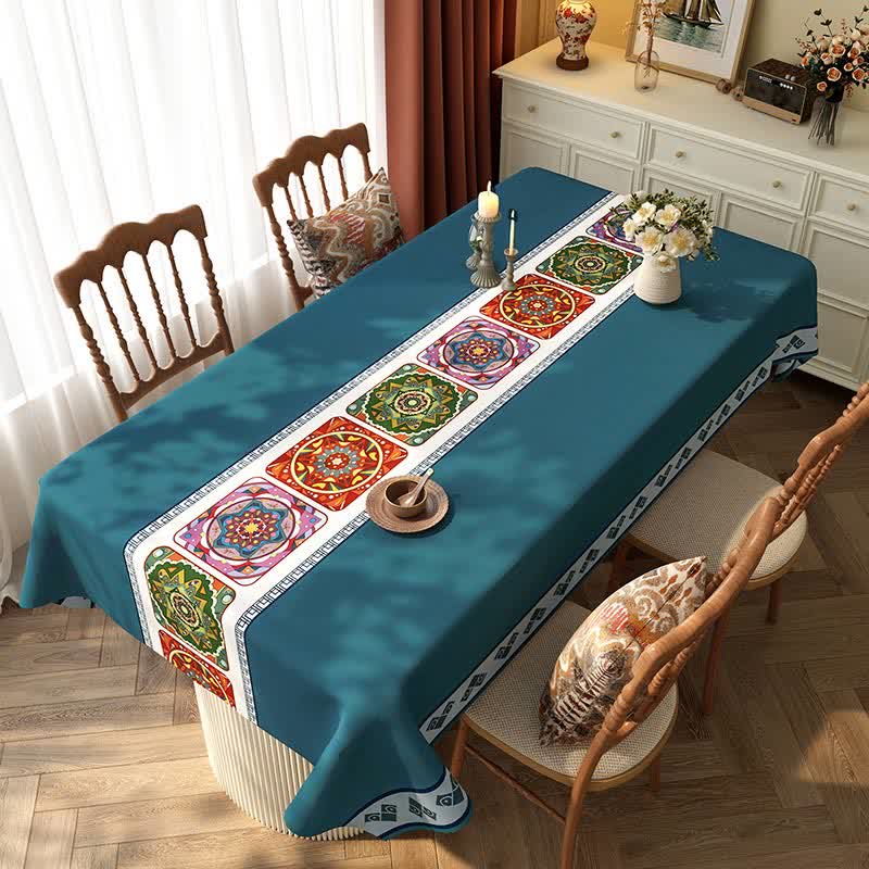 Nappe imperméable à motif géométrique bohème