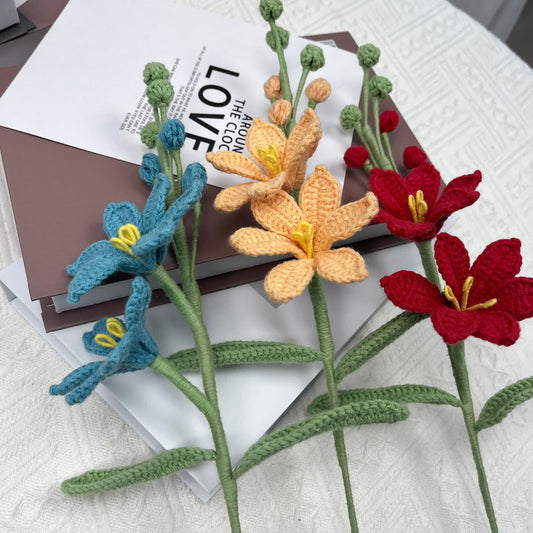 Bouquet de Montbretia tricoté et crocheté à la main