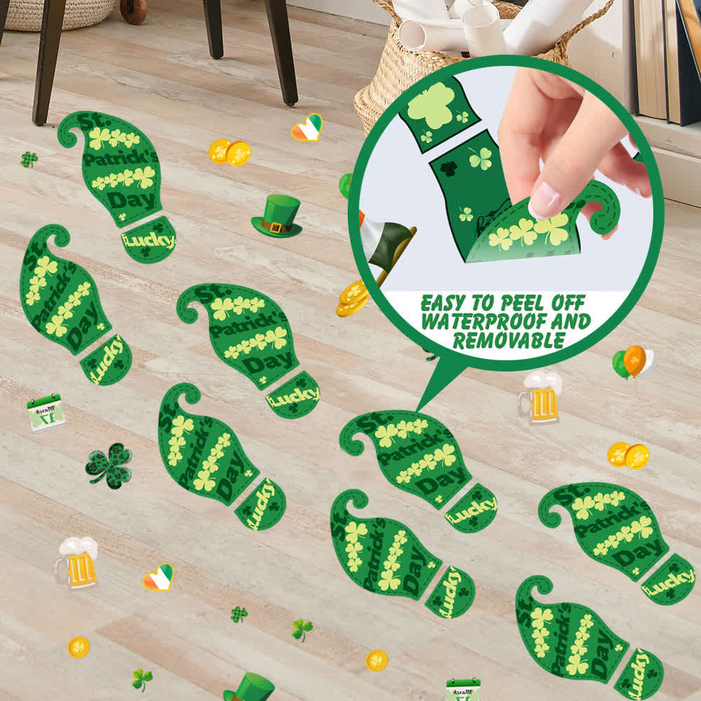 Autocollants empreintes de pas trèfle de la Saint-Patrick