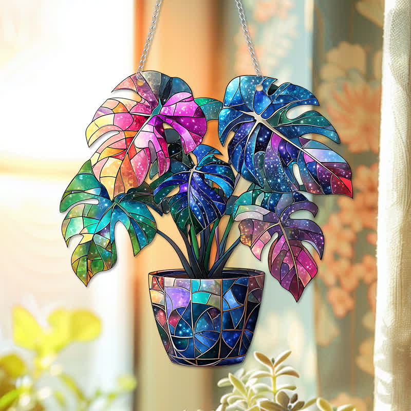 Suspension décorative en acrylique avec motif végétal