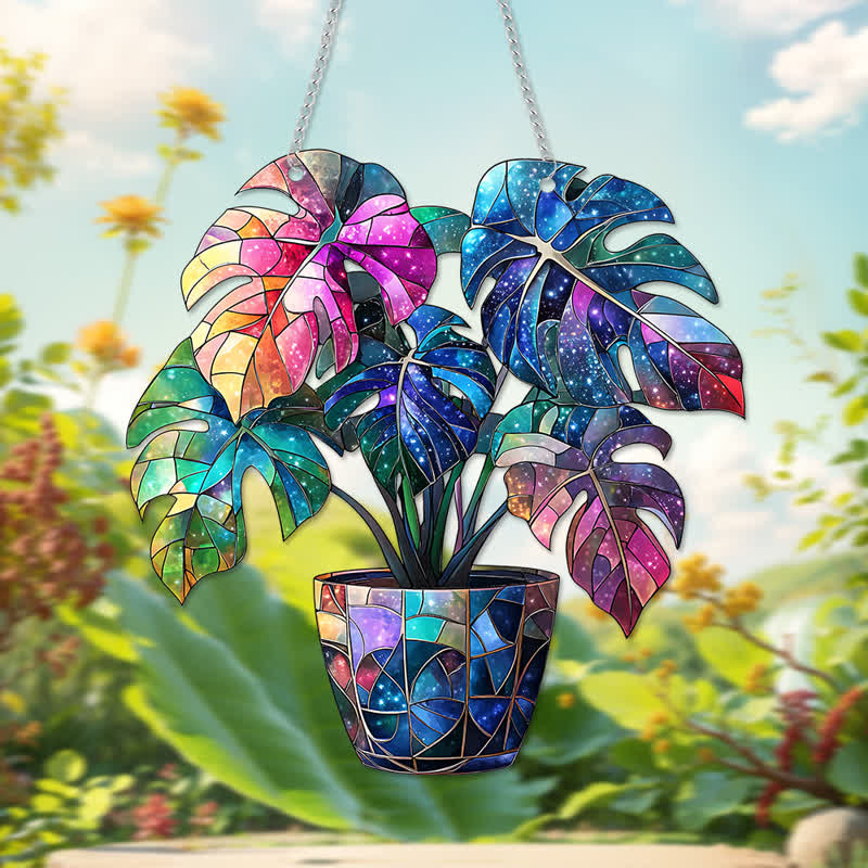 Suspension décorative en acrylique avec motif végétal