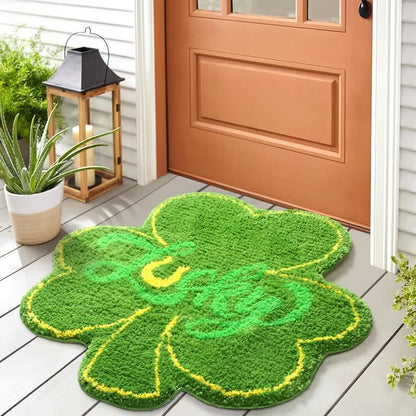 Tapis de bain rural en forme de trèfle avec effet absorbant l'eau