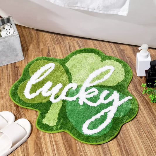 Tapis de bain rural en forme de trèfle avec effet absorbant l'eau